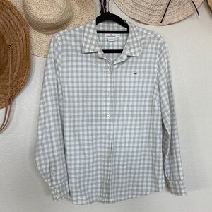 Women's Vineyard Vine’s Gray Checkered Flannel Shirt, Size 12